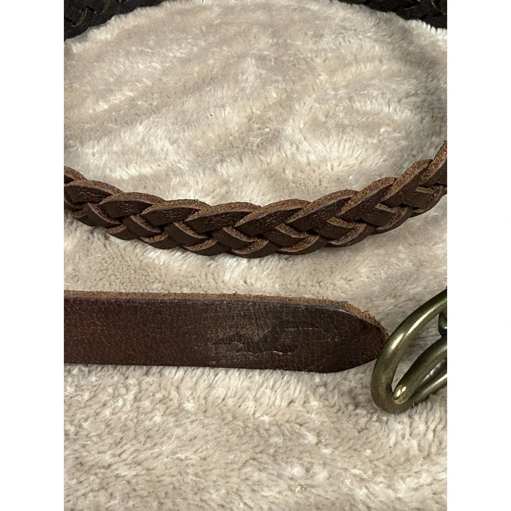 Y2K Braided Leather Holister Belt Women's L 35-37 Braided Gently Worn Brown